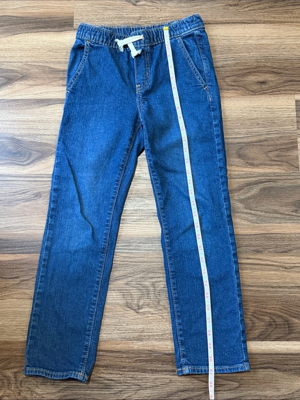 Old Navy Indigo Denim Joggers with Cream Drawstring. Boy’s Size 8